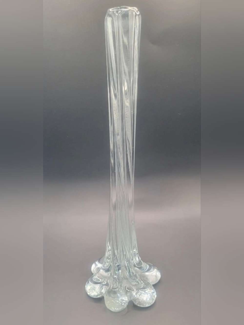 Murano Style Twisted Glass Elephant Foot Bud Vase